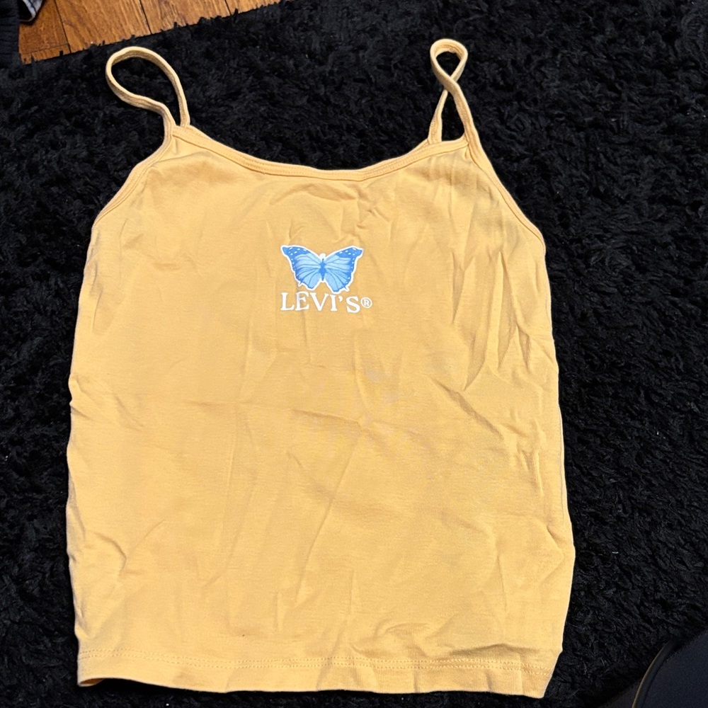 Levi's Mustard Tank Top with Blue Butterfly